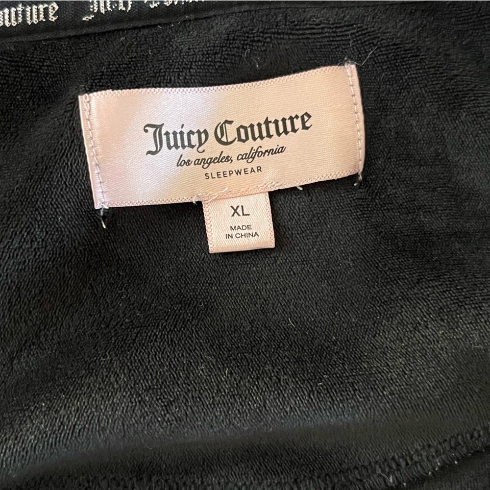 Juicy Couture Black Velour Bedazzled Lounge Top Long Sleeve XL Y2K - Picture 5 of 9